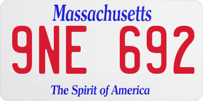 MA license plate 9NE692