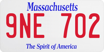 MA license plate 9NE702