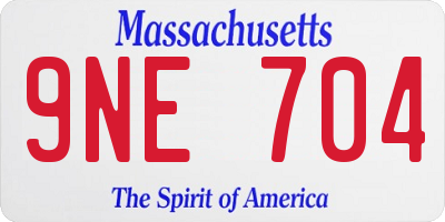 MA license plate 9NE704