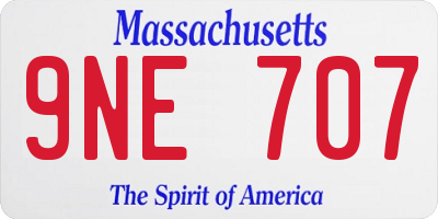 MA license plate 9NE707