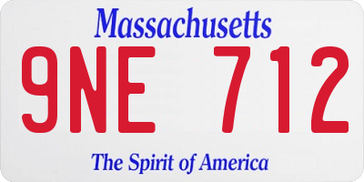 MA license plate 9NE712