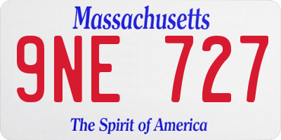MA license plate 9NE727