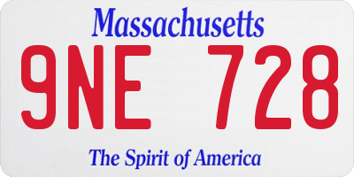 MA license plate 9NE728