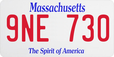 MA license plate 9NE730