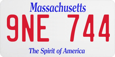 MA license plate 9NE744