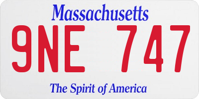 MA license plate 9NE747