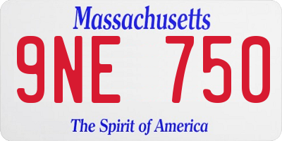 MA license plate 9NE750