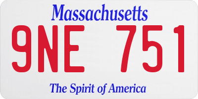 MA license plate 9NE751