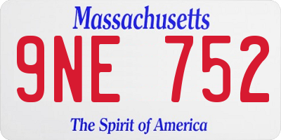 MA license plate 9NE752