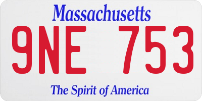 MA license plate 9NE753