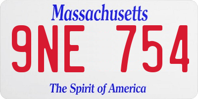 MA license plate 9NE754