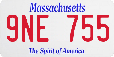 MA license plate 9NE755