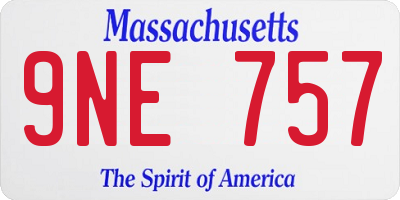 MA license plate 9NE757