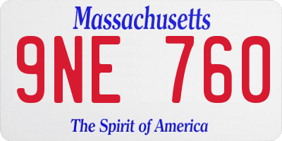 MA license plate 9NE760