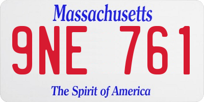 MA license plate 9NE761