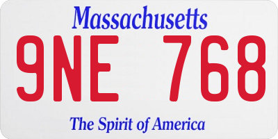 MA license plate 9NE768