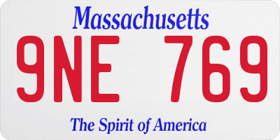 MA license plate 9NE769