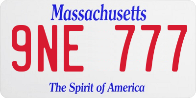 MA license plate 9NE777