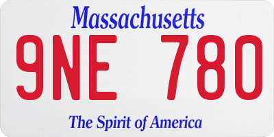 MA license plate 9NE780