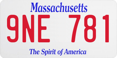 MA license plate 9NE781