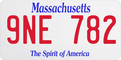 MA license plate 9NE782