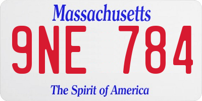 MA license plate 9NE784