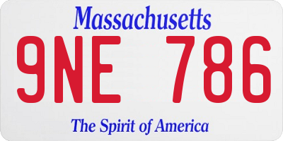 MA license plate 9NE786