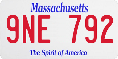 MA license plate 9NE792