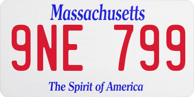 MA license plate 9NE799