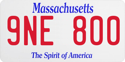MA license plate 9NE800