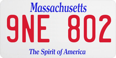MA license plate 9NE802