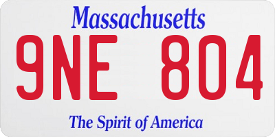 MA license plate 9NE804