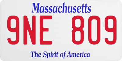 MA license plate 9NE809