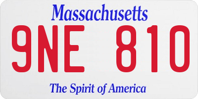 MA license plate 9NE810