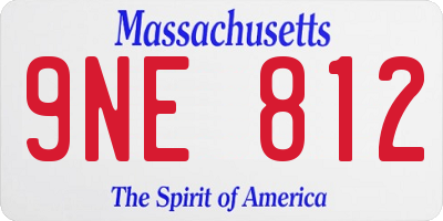 MA license plate 9NE812