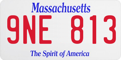 MA license plate 9NE813