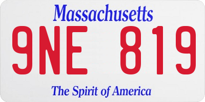 MA license plate 9NE819