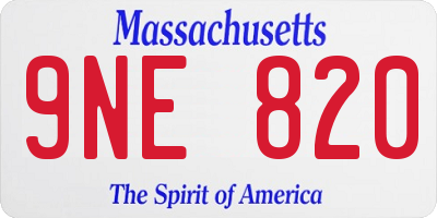 MA license plate 9NE820