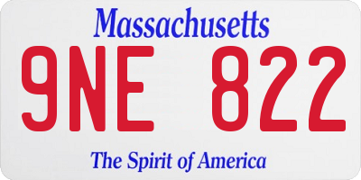 MA license plate 9NE822