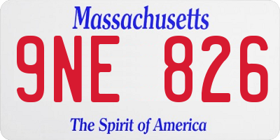 MA license plate 9NE826