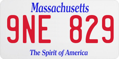 MA license plate 9NE829