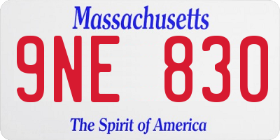 MA license plate 9NE830