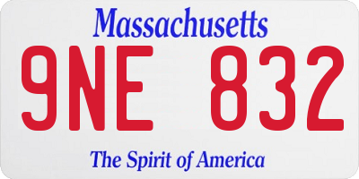 MA license plate 9NE832