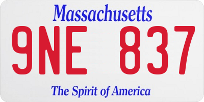 MA license plate 9NE837