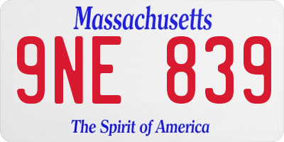 MA license plate 9NE839