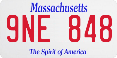 MA license plate 9NE848