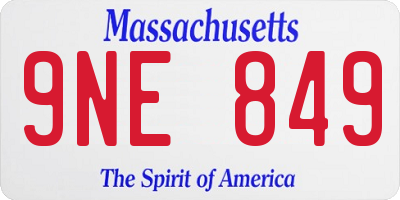 MA license plate 9NE849