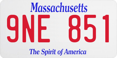 MA license plate 9NE851