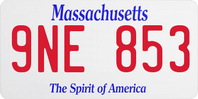 MA license plate 9NE853