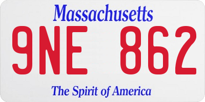 MA license plate 9NE862